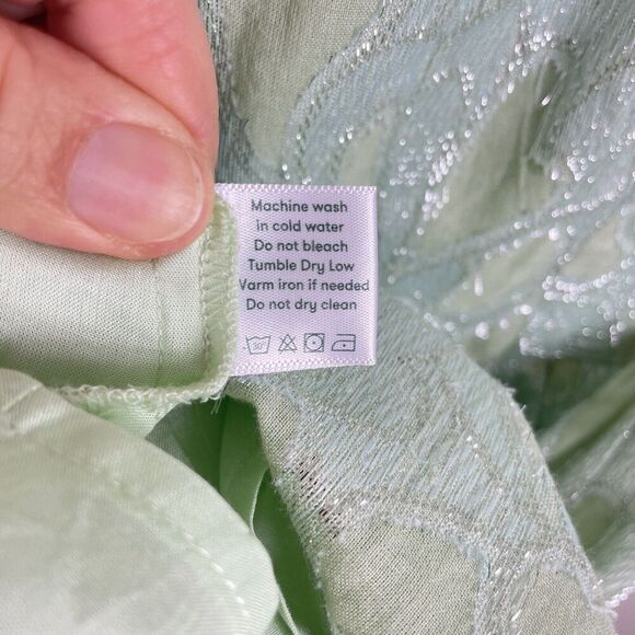 Roller Rabbit Clermont Nori Dress Size Small Mint Green Silver Shimmer Tiered - Picture 15 of 16